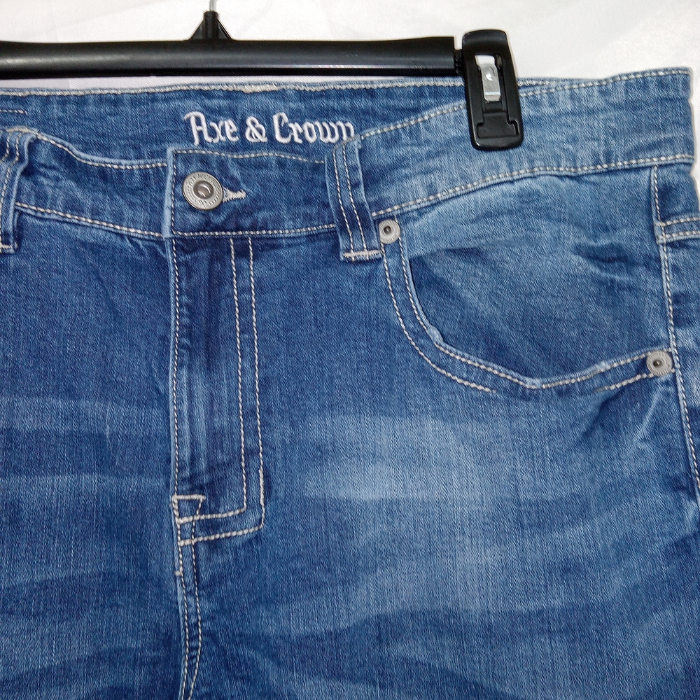 Axe & Crown Jeans Mens 34×30 Blue Handcrafted Outlaw Denim Slim Boot Grunge - Picture 3 of 10